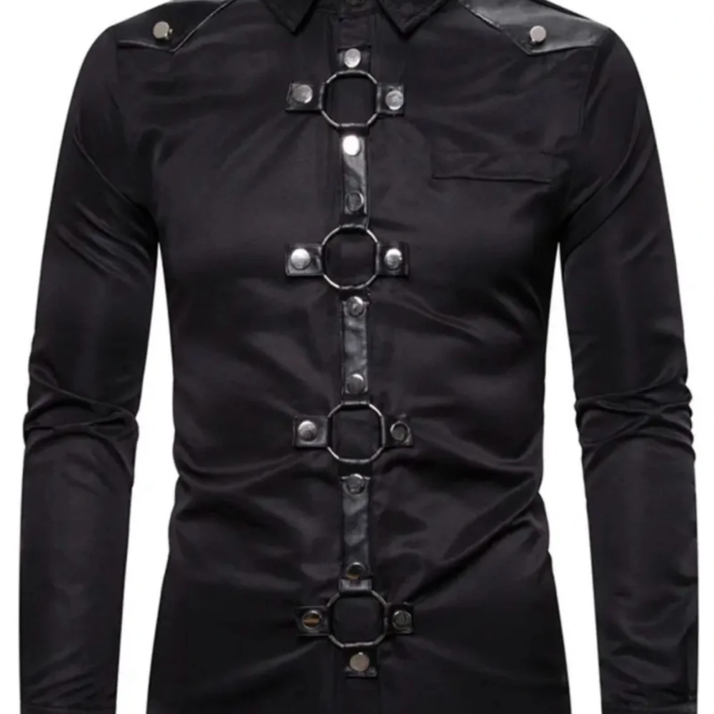Men's Black Buckle Detail Shirt - Picture 4 of 6